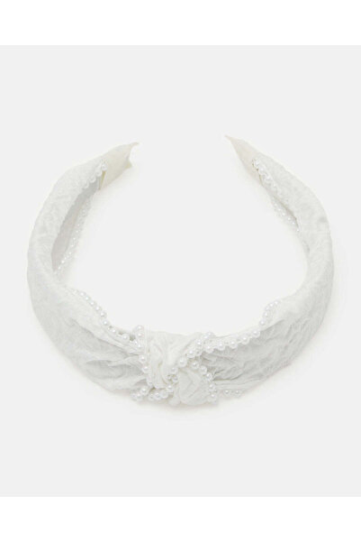 REDTAG عصابة رأس مزينة باللون الأبيض للبنات