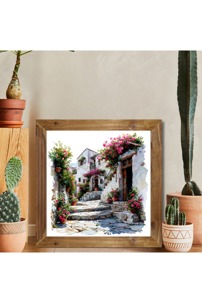 Tuba Decor Tablou pătrat cu ramă din lemn, Grecia