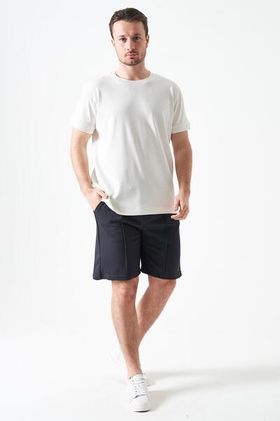 TENA شورت رجالي قماش مودال بلون أنثراسايت مع خياطة تشيم على الجهة الأمامية