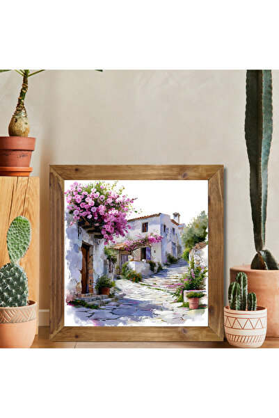 Tuba Decor Ξύλινο Τετράγωνο Πίνακας Ζωγραφικής με Πλαίσιο Ελλάδας