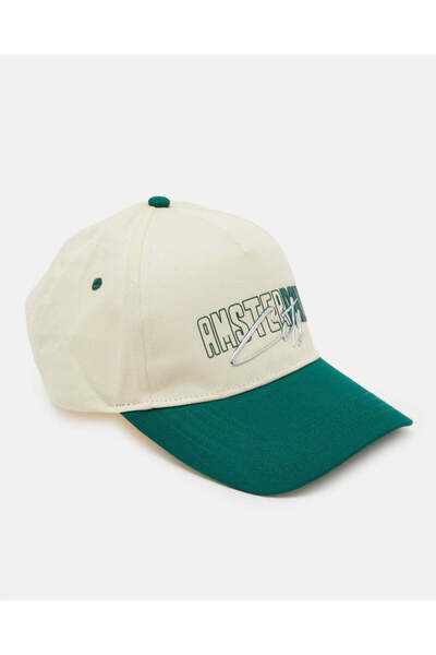 REDTAG Men Beige And Green Embellished Cap