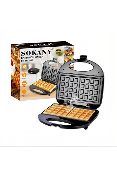 Issa Electric Waffle Maker 24x24cm, LED Indicator, Closing System