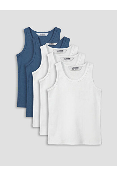 LC Waikiki RMZ GİYİM FARKIYA قميص داخلي للأولاد بياقة روبا، عبوة من 5 قطع