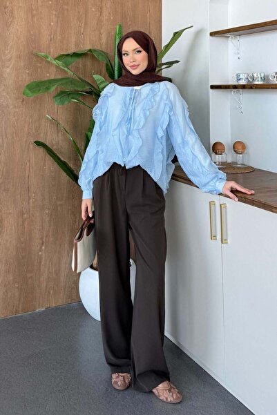 Şulemoda Giyim Ruffle Shirt Blue