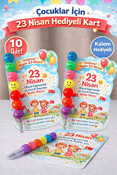 Şeker Atölyesi Emojili Yumurtlayan Kalemli 23 Nisan Hediyesi 10'lu
