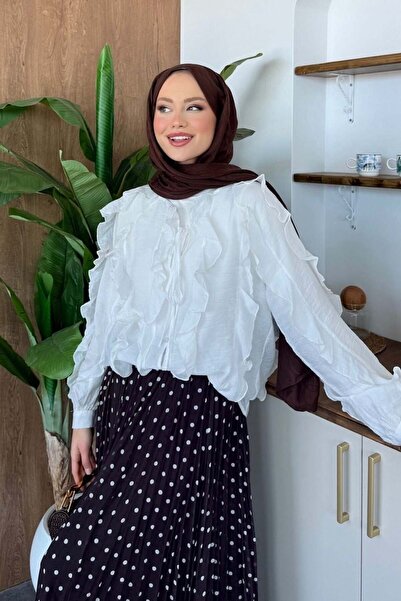 Şulemoda Giyim Frilly Shirt White