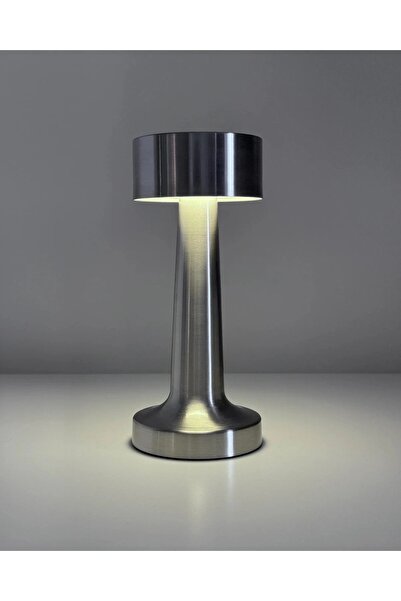 Primo Plus مصباح طاولة لاسلكي قابل لإعادة الشحن، مصباح مكتبي محمول فضي