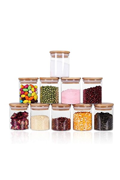 Arabest ١٠ برطمانات تخزين زجاجية بأغطية من بامبو ، حاوية تخزين الحبوب الغذائي...