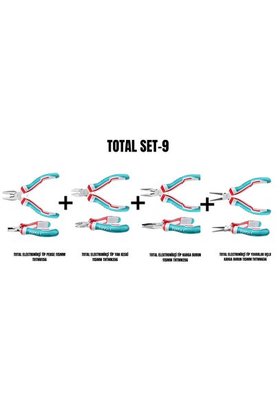 TOTAL Set-9 (PENSE 115MM+YAN KESKİ 115MM+KARGA BURUN 115MM+YUVARLAK UÇLU KARG...