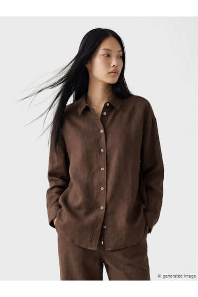 LC Waikiki Nevavm Oversize Women's Linen Shirt with a Difference