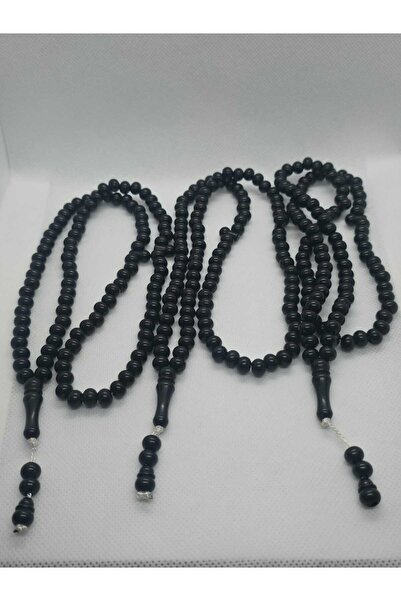 sarıyer silver Black Colored Plastic Stone 99-Grain Prayer Rosary Triple Bulk...