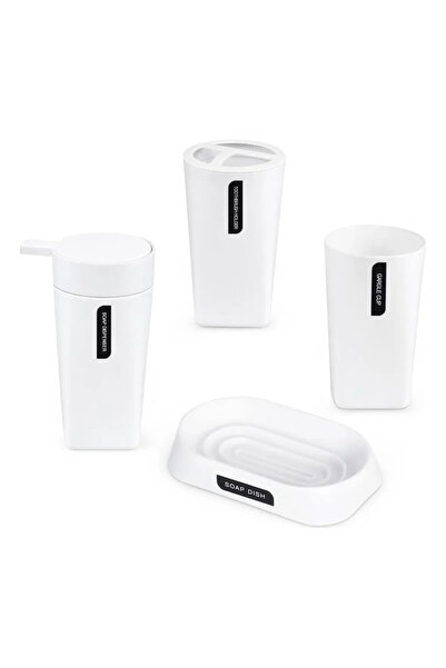 OEM Set elegant de accesorii pentru baie albe, 4 buc, din plastic, organizato...