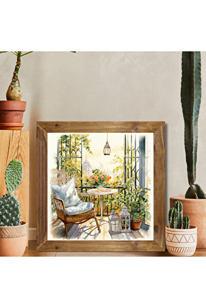 Tuba Decor Tablou pătrat cu ramă din lemn pentru balcon cald