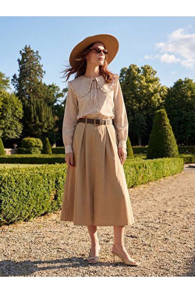 LC Waikiki Rmz Gi̇yi̇m Farkiyla Belted A-Line Pleated Skirt