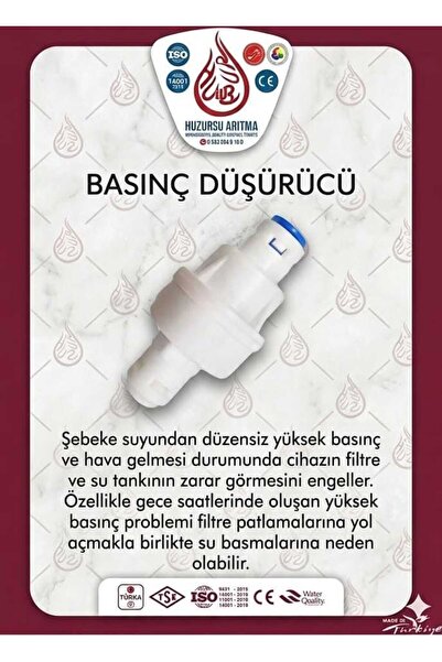 diğer 111 Huzursu Arıtma Su Arıtma Cihazı Basınç Sabitleyici Regülatör (1/4 Q...
