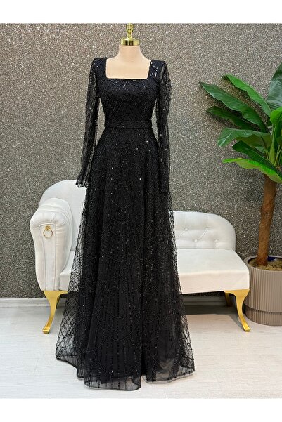 E&A Eren Abiye KARE YAKA INCI ISLEMELI KLOS ABIYE