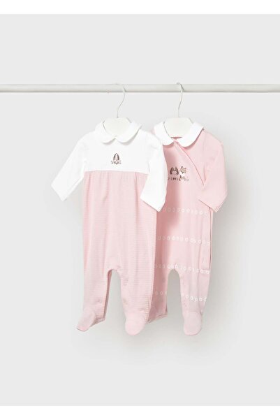 MAYORAL Newborn Baby Girl Double Jumpsuit Set Pink