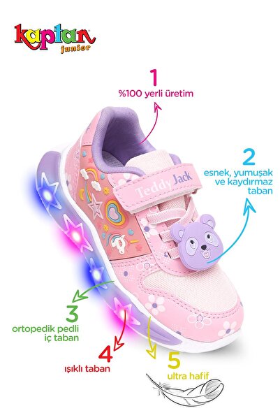 KAPTAN JUNIOR Kız Çocuk Işıklı Spor Sneaker Yürüyüş Ayakkabı PTJCK 700