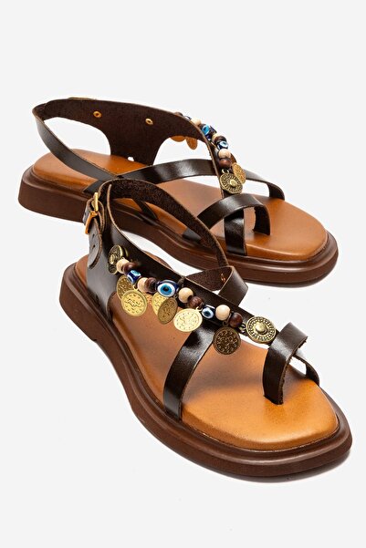 Zeynep Sıradağlı Kalimia Women's Genuine Leather Vageta Sandals Brown