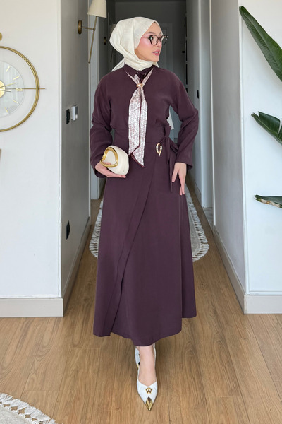 Tesettür Diyarı Glowe Tansel Kumaş Broşlu Anvelop Etek-Gömlek Tesettür Takım-...