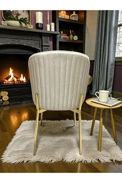 MSY HOME 2 Kişilik Berya Krem Renk Kumaş Modern Ve Şık Sandalye Takımı