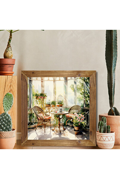 Tuba Decor Tablou pătrat cu ramă din lemn pentru balcon cald