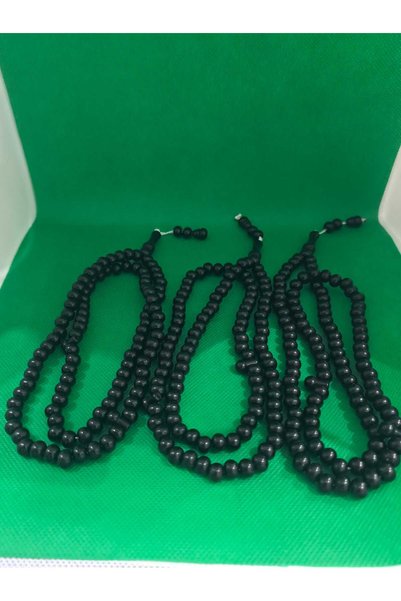 sarıyer silver Black Colored Plastic Stone 99-Grain Prayer Rosary Triple Bulk Pack Black 99-Piece Rosary 3 Pieces