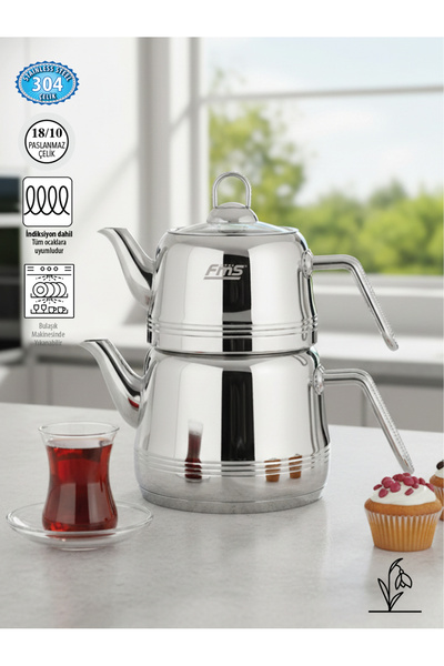 FMS Burcu Stainless Steel Teaket Medium Metal