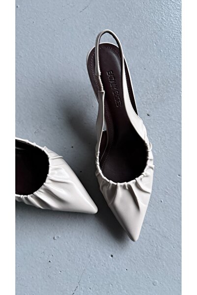 Eataly Shoes Novera Beige Ruched Heeled Shoes