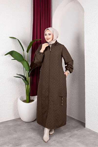 GLR&GYM AYSİRA KADIN BÜYÜK BEDEN TAM BOY MEVSİMLİK FERMUARLI ÖRME KAPİTONE MONT