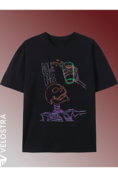 Velostra Tricou unisex pentru femei și bărbați Glow İn The Dark B cu imprimeu...