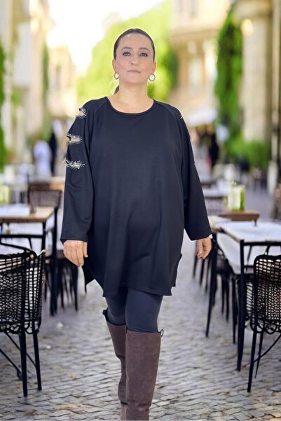 yagmurberen Window Detail on the Sleeves, Stone Embroidered, Bicycle Collar, ...