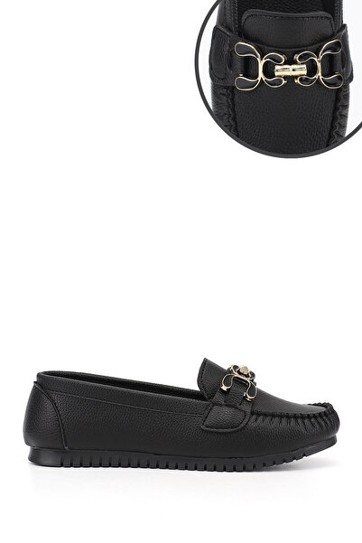 GÖNDERİ(R) Negru pentru femei talpă plată cu cataramă balerini