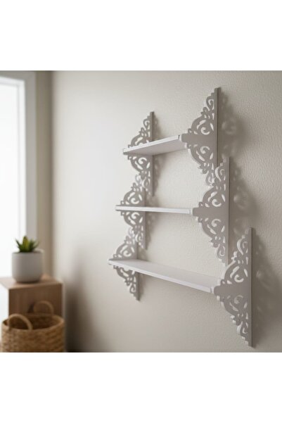 TrentonGCC مجموعة رفوف جدارية مزخرفة مكونة من 3 قطع - رفوف عرض أنيقة تُثبت عل...