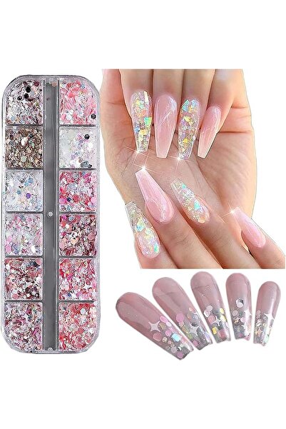 Arabest أظافر ثلاثية الأبعاد بتصميم شبكي مكون من 12 قطعة، أظافر لامعة بأشكال ...