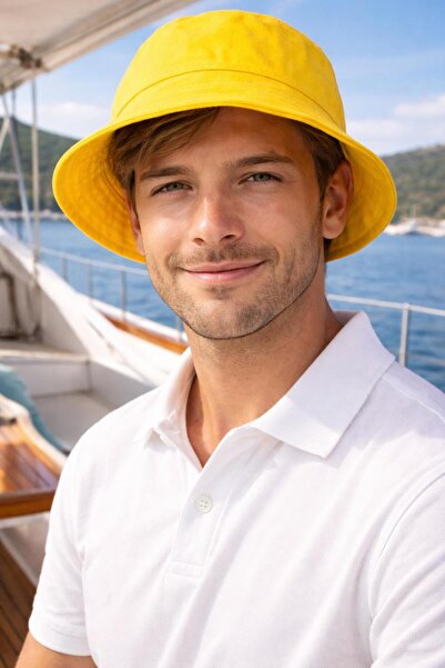 BALIENTE Жълта памучна шапка тип „букет“ за мъже