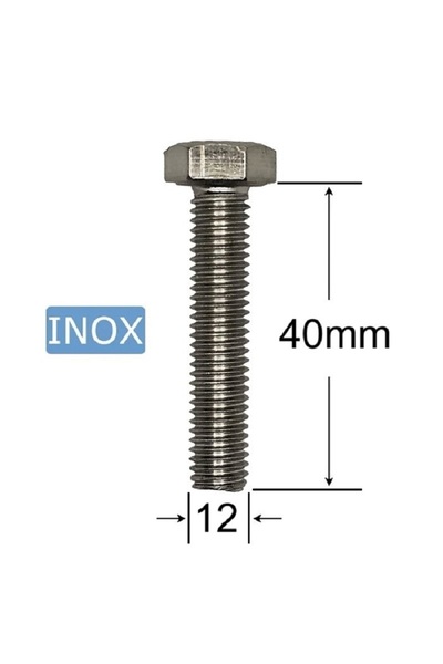 inox Surub M12x40mm Cap Hexagonal - 25buc/cutie