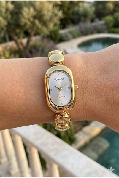 ferruci Ferrucci 33 mm Steel Case Gold Color Band Silver Dial Classic Women W...