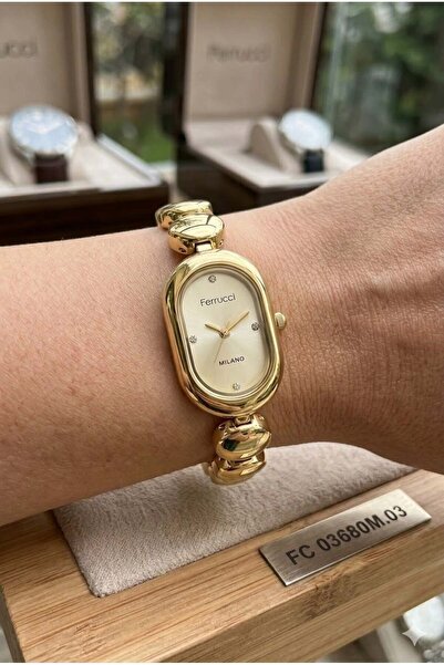 ferruci Ferrucci Women's 33 mm Steel Case Gold Cord Gold Dial Classic Wristwatch