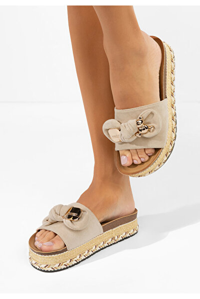 B T Shoes Papuci cu platformă Ursiela bej