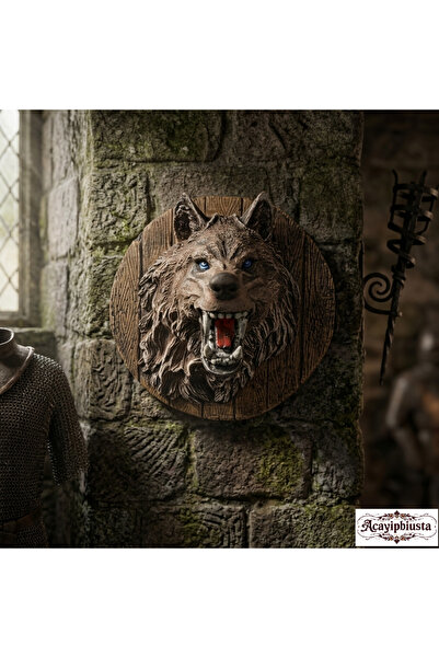 ACAYİPBİUSTA Kurt Kafası Duvar Dekoru – Bozkurt Duvar Süsü– Modern Ahşap Görü...