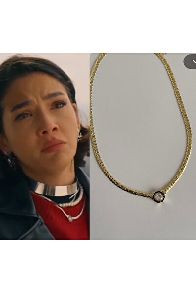 mibrillo Gold tek taş hasır kolye ( Halef dizi Melek kolye )