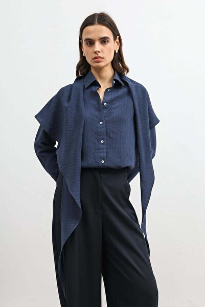 Antioch Lacivert Mendil Detaylı Kadın Gömlek