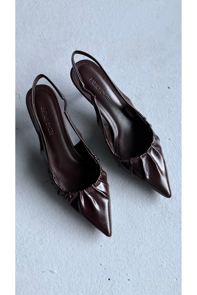 Eataly Shoes Novera Acıkahve cu încrețituri pantofi cu toc