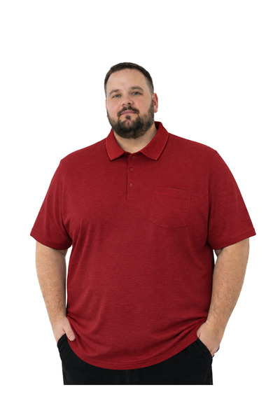 BattalModa Erkek Büyük Beden Kırmızı Polo Yaka Kısa Kollu Pike Tişört 3XL-4XL...