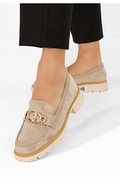 B T Shoes Mocasini dama cu talpa groasa Lenisia kaki