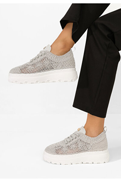 B T Shoes Σνίκερς με πλατφόρμα Rossela γκρι