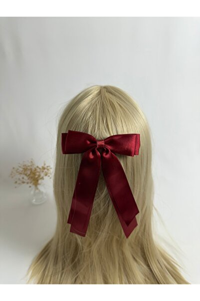 MegssStore Burgundy Satin Ribbon Bow Automatic Buckle