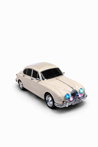 WSTER Retro Klasik Araba Tasarımlı Bluetooth Hoparlör – LED Işıklı Taşınabilir Speaker (Krem)