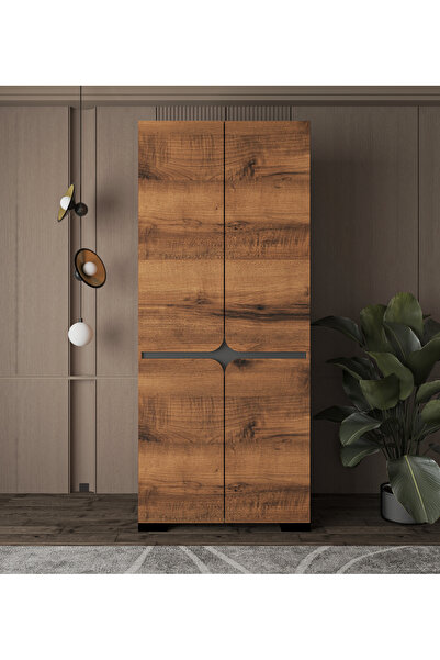 VM VERTEX MOBİLYA FLORANSA YILDIZ CEVİZ 4 KAPILI ÇİFT ASKILIKLI GARDROP